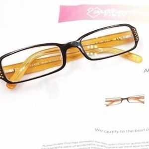 Versace Unisex 3081-B Black Yellow Unknown RX Rectangle Full Rim Eyeglasses